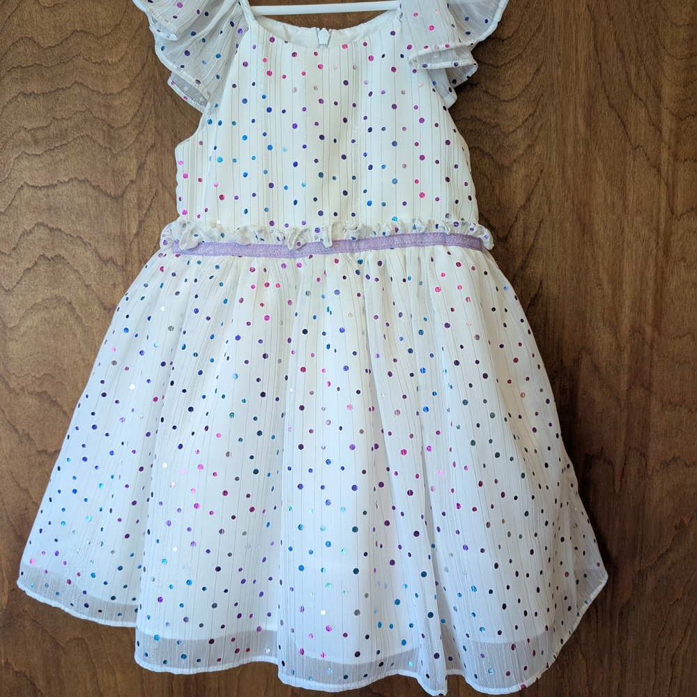 🌈 Pippa & Julie White Dress with Colorful Dots